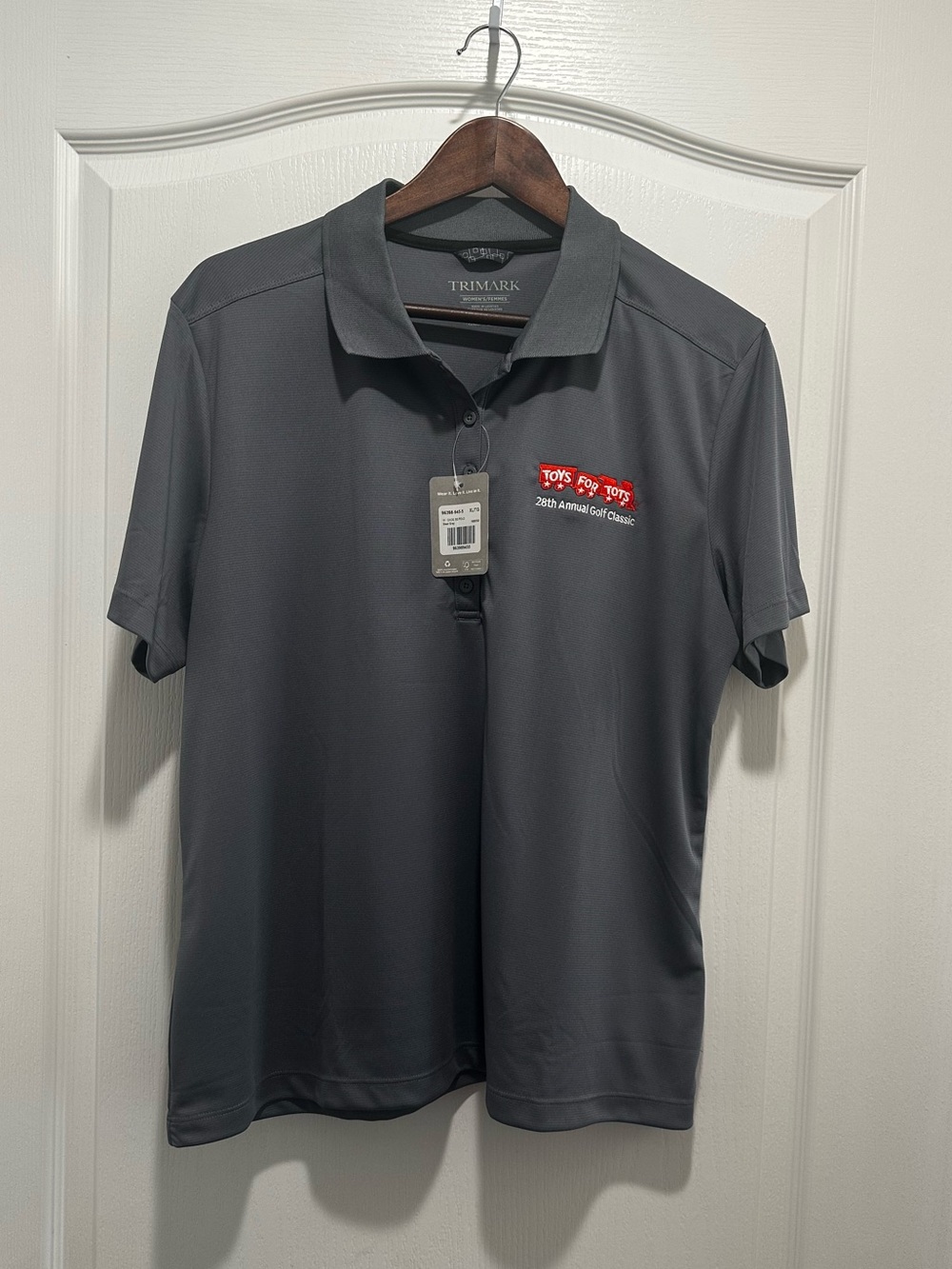 Women’s Gray Polo Shirt with Toys For Tots Logo